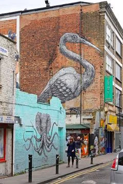Crane Mural by Roa Foto stock