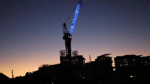 Crane at Night on Gold Coast 库存影片 299780849
