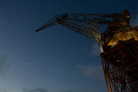 Crane by night. Stock Photos