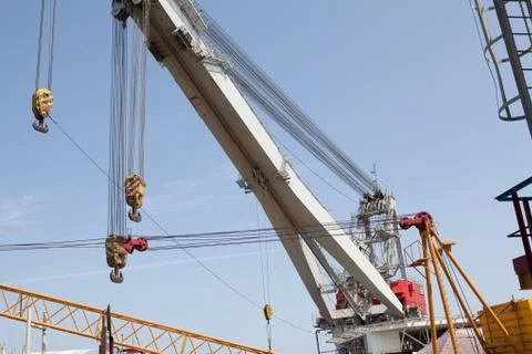Crane in oil platform Stock Photos