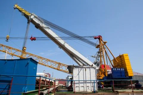 Crane in oil platform Stock Photos