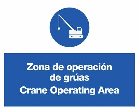 Crane Operating Area Bilingual Construction Mandatory Signs Collection Stock-Illustration