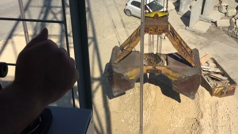 Crane operation cabin for control all equipment of crane. Crane operator control Video stock 91656852