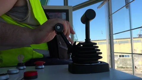 Crane operation cabin for control all equipment of crane. Crane operator control Video stock 91661682