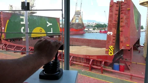 Crane operation cabin for control all equipment of crane. Crane operator control Video stock 91811595