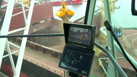 Crane operation cabin for control all equipment of crane. Crane operator control 動画素材 96243148