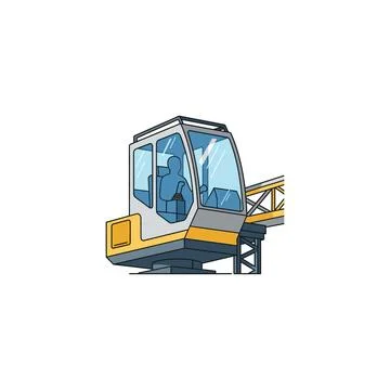 Crane operator cabin with control panel and seat flat graphic Stock Illustration