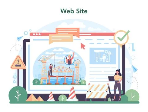 Crane operator online service or platform. Industrial builder Illustrazione stock