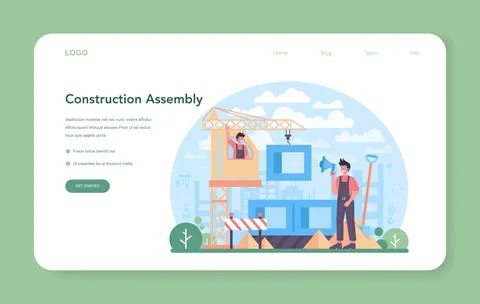 Crane operator web banner or landing page. Industrial builder Stock Illustration