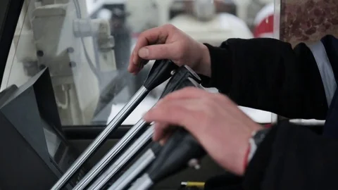 Crane Operator. A worker hand with Lorry Crane control. Old crane truck 動画素材 85253266