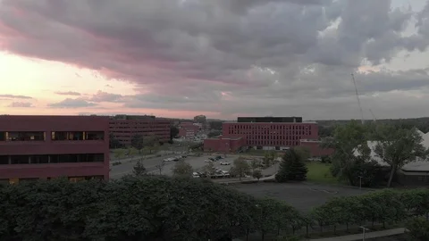 Crane Over CLoudy Dusk 스톡 동영상 111384990