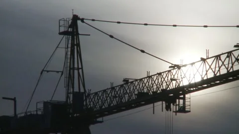 Crane over River 2 Stock Footage 150163176