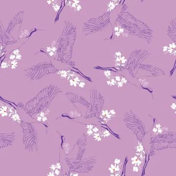 Crane, pattern, vector, illustration Stock Illustration