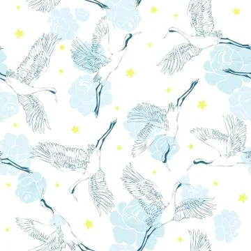 Crane, pattern, vector, illustration Stock Illustration
