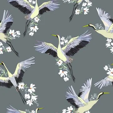 Crane, pattern, vector, illustration Stock Illustration