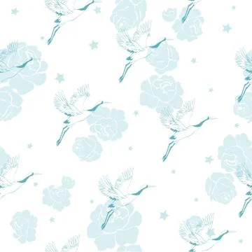 Crane, pattern, vector, illustration Stock Illustration