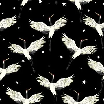 Crane, pattern, vector, illustration Stock Illustration