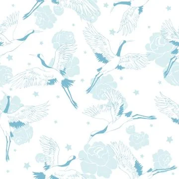 Crane, pattern, vector, illustration Stock Illustration