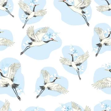 Crane, pattern, vector, illustration Stock Illustration