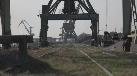 Crane in the port Stock Footage 38085707