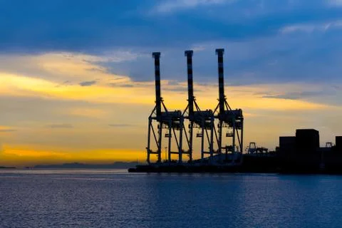 Crane at port Stock Photos