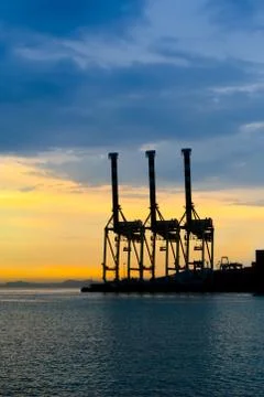 Crane at port Stock Photos