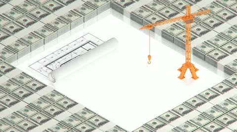 Crane with project on dollars Stock Footage 11883198