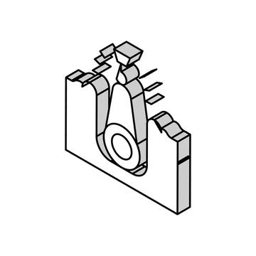 Crane putting pipe in pit pipeline construction isometric icon vector Stock Illustration