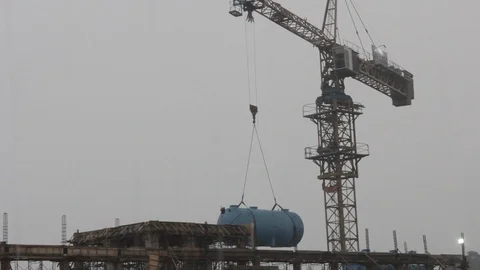Crane in the Rain Stock Footage 118349024