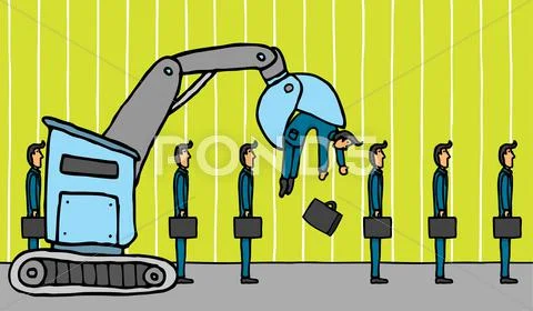 Crane removing businessman / layoff Stock Illustration