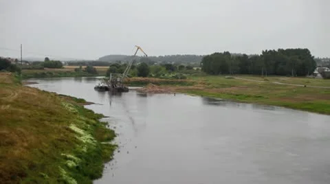 Crane on the river Video stock 10345902