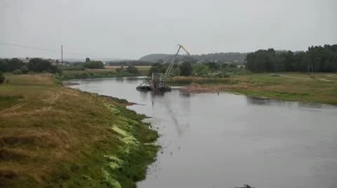 Crane on the river Stock-Footage 10345942