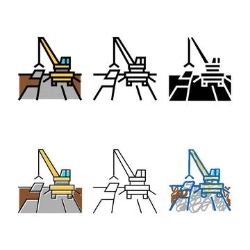 Crane road construction color stylized icon vector 스톡 일러스트