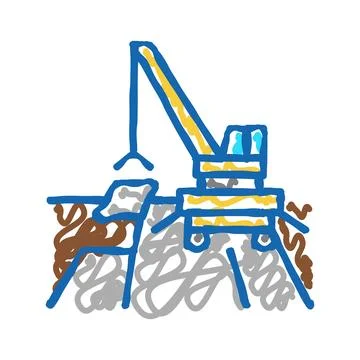 Crane road construction icon doodle illustration Stock Illustration