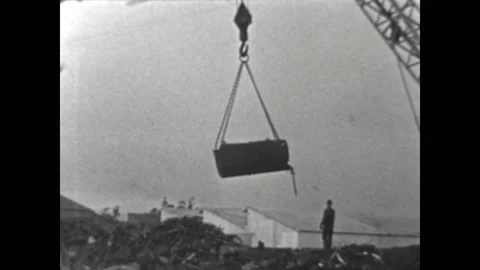 Crane in a Scrapyard 1938 Stock Footage 215403476