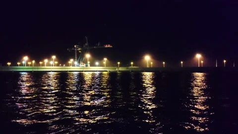 Crane in seaport at night Stock Footage 164683731