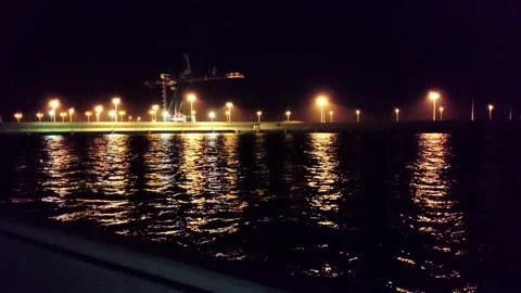 Crane in seaport at night Stock Footage 164683737