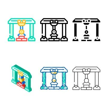 Crane set robot color icon vector Stock Illustration