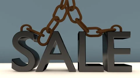 Crane sets down writing "Sale" Stock Footage 44192150