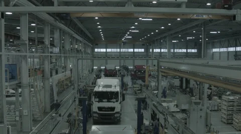 Crane shot down. Manufacturing plant Stock Footage 33444469