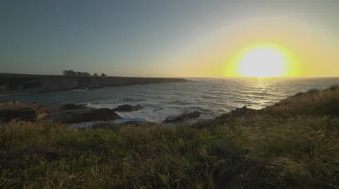 Crane shot of dramatic sunset at Spooner’s Cove Stock Footage 62445340