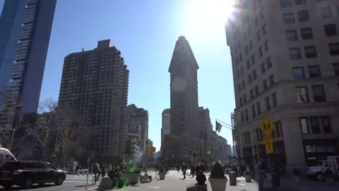 Crane shot of the Flatiron District in New York City Stock Footage 166753071
