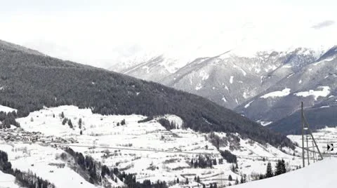 Crane shot - Mountain by winter Stock Footage 21155672