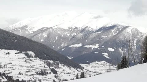 Crane shot - Mountain by winter Stock Footage 21158653