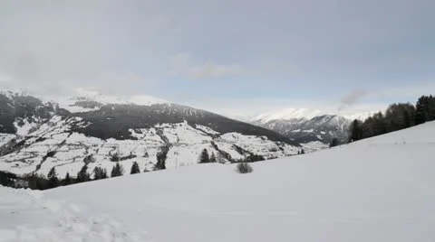Crane shot - Mountain by winter Stock Footage 21162521