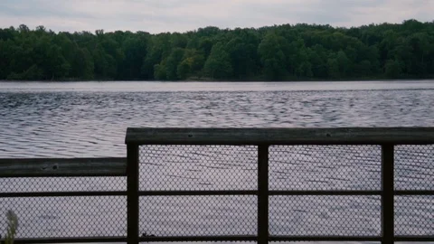 Crane Shot Rack Focus - Potomac River at Regional Park Stock Footage 90721800