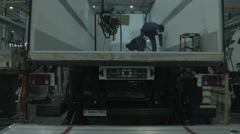 Crane shot. Truck assembly Stock Footage 33444496