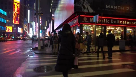 Crane Shot walking on Times Square, NYC Stock Footage 166753134