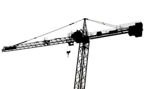 Crane silhoutte on white Foto stock