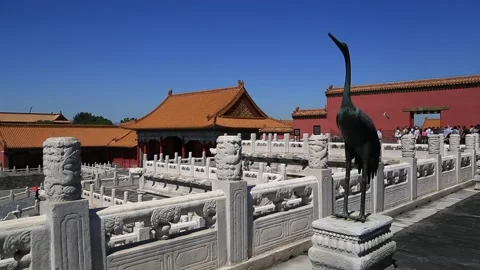 Crane statue in the Forbidden City Stock Footage 203106560